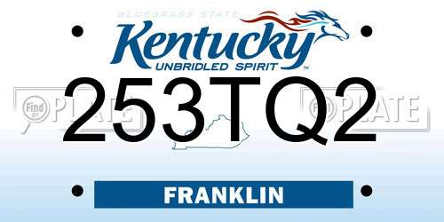 253TQ2 Kentucky License Plate