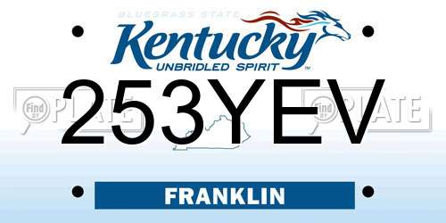 253YEV Kentucky License Plate
