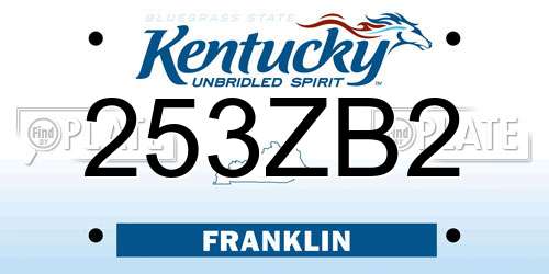 253ZB2 Kentucky License Plate