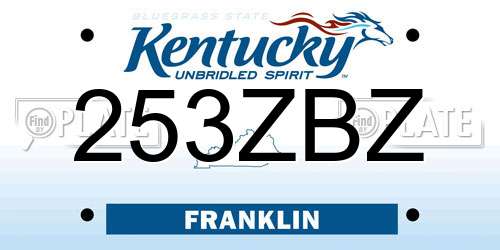 253ZBZ Kentucky License Plate