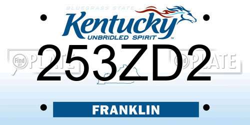 253ZD2 Kentucky License Plate