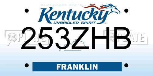 253ZHB Kentucky License Plate
