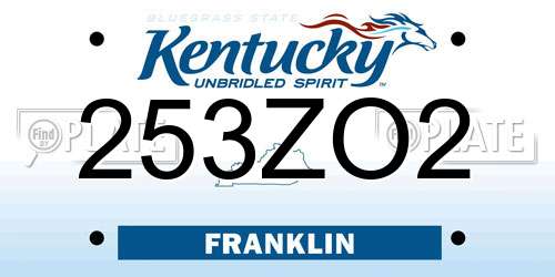 253ZO2 Kentucky License Plate