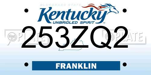 253ZQ2 Kentucky License Plate