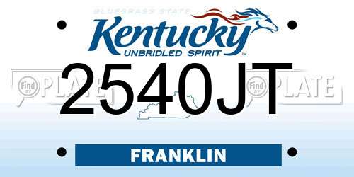 2540JT Kentucky License Plate