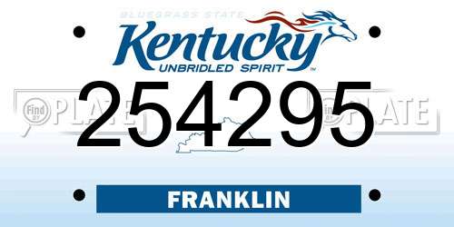 254295 Kentucky License Plate