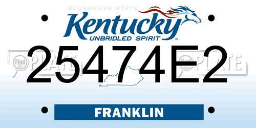 25474E2 Kentucky License Plate