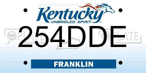 254DDE Kentucky License Plate