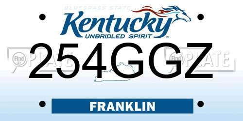 254GGZ Kentucky License Plate