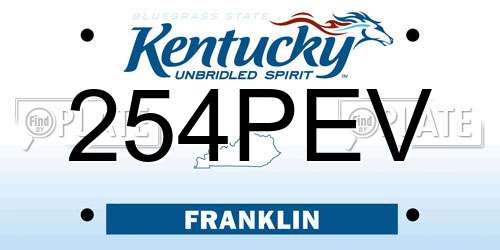 254PEV Kentucky License Plate