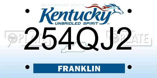 254QJ2 Kentucky License Plate