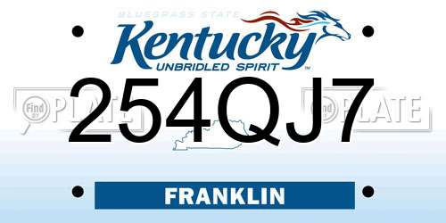 254QJ7 Kentucky License Plate