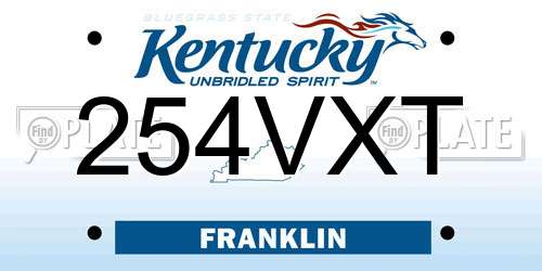 254VXT Kentucky License Plate