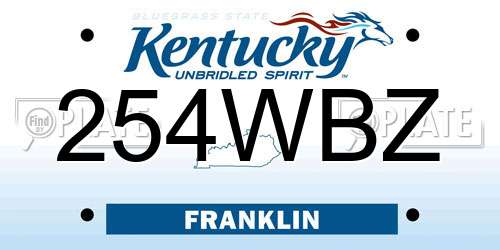 254WBZ Kentucky License Plate