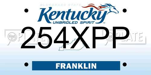 254XPP Kentucky License Plate