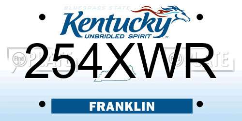 254XWR Kentucky License Plate