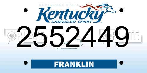 2552449 Kentucky License Plate