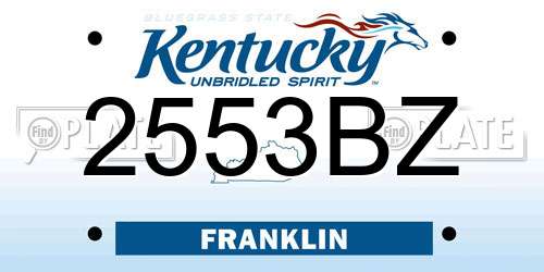 2553BZ Kentucky License Plate
