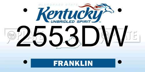 2553DW Kentucky License Plate
