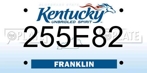 255E82 Kentucky License Plate
