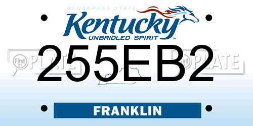 255EB2 Kentucky License Plate