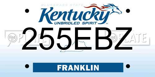 255EBZ Kentucky License Plate