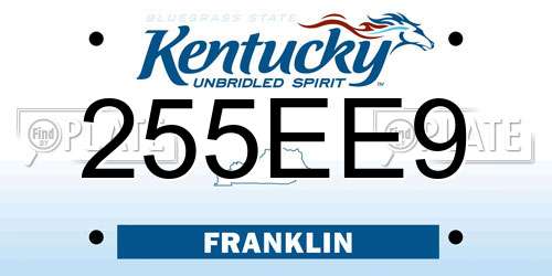 255EE9 Kentucky License Plate