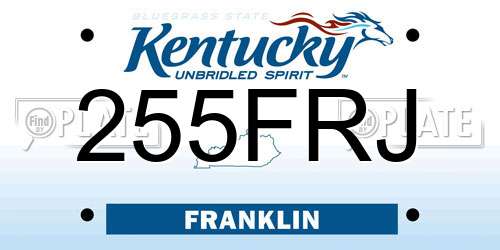 255FRJ Kentucky License Plate