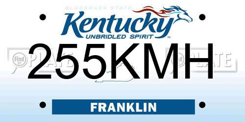 255KMH Kentucky License Plate