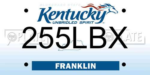 255LBX Kentucky License Plate