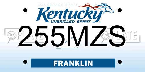 255MZS Kentucky License Plate