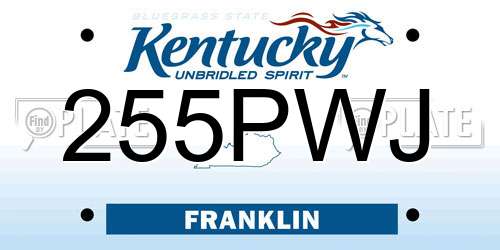 255PWJ Kentucky License Plate