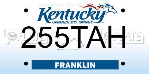 255TAH Kentucky License Plate