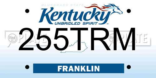 255TRM Kentucky License Plate