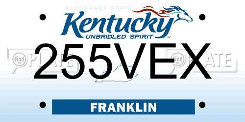 255VEX Kentucky License Plate