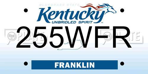 255WFR Kentucky License Plate