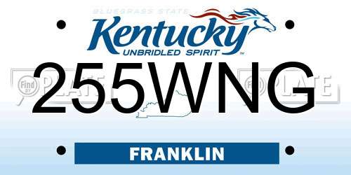 255WNG Kentucky License Plate