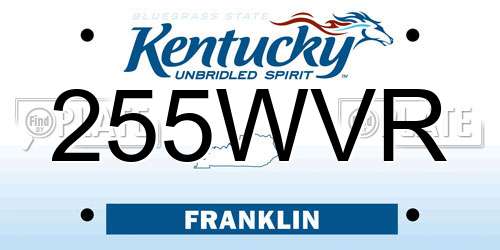255WVR Kentucky License Plate