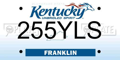 255YLS Kentucky License Plate
