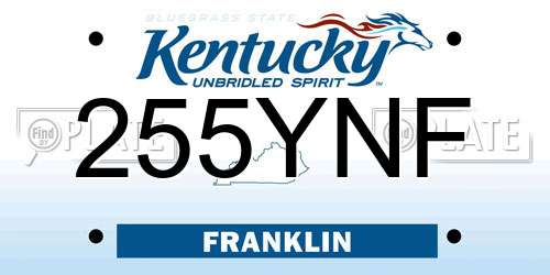 255YNF Kentucky License Plate