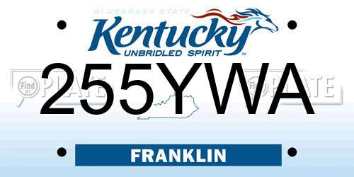 255YWA Kentucky License Plate