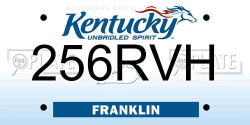 256RVH Kentucky License Plate