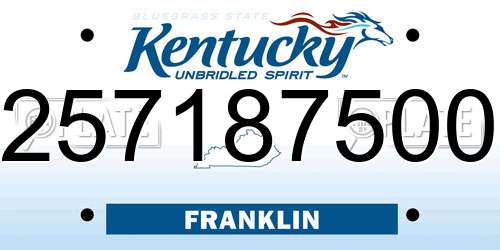 257187500 Kentucky License Plate