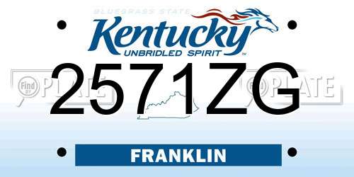 2571ZG Kentucky License Plate
