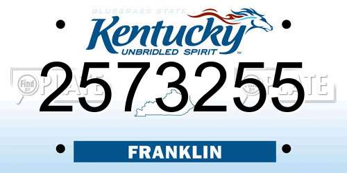 2573255 Kentucky License Plate
