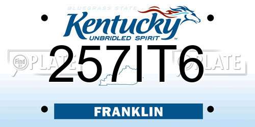 257IT6 Kentucky License Plate