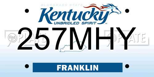 257MHY Kentucky License Plate
