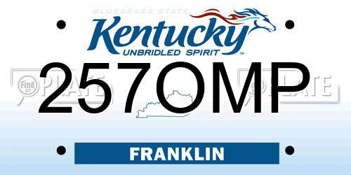 257OMP Kentucky License Plate
