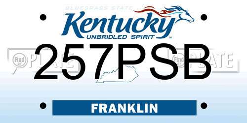 257PSB Kentucky License Plate