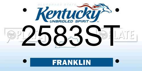 2583ST Kentucky License Plate